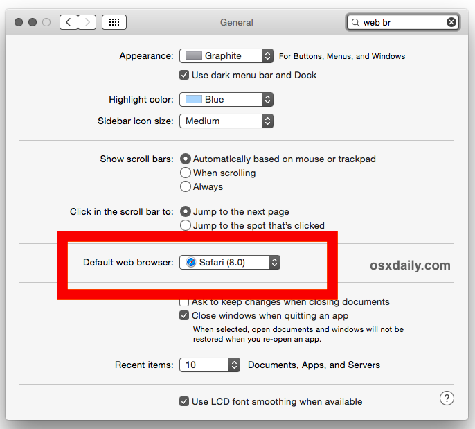How to set default browser on mac